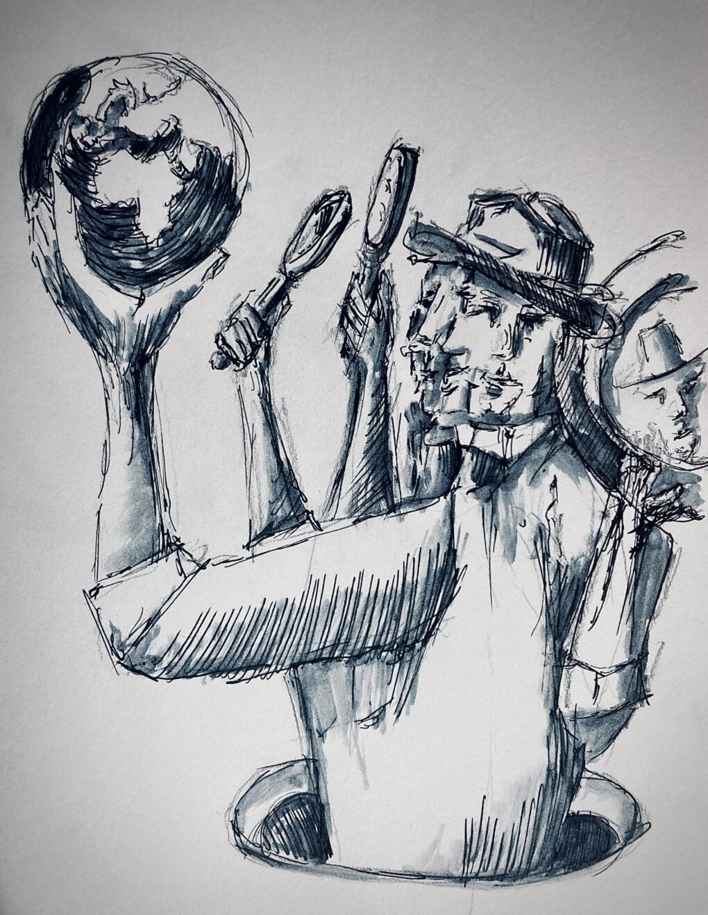 Rätselhafte Betrachtungen und Perspektiven - Zeichnung mit Tusche und Bleistift von Martin Korzenski