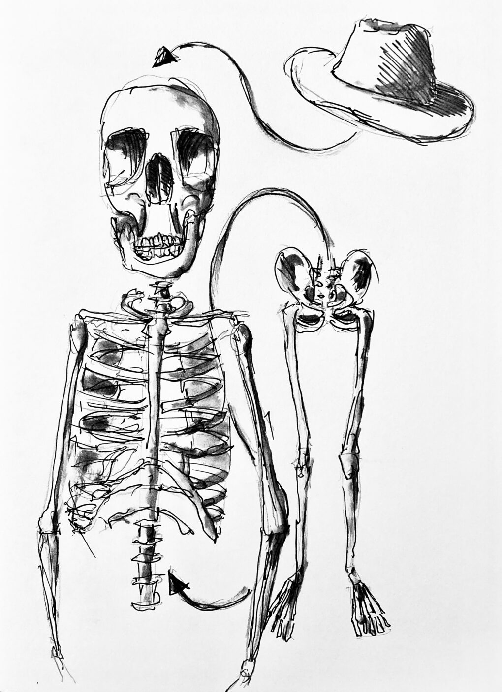 Skeletal - Zeichnung mit Tusche und Bleistift von Martin Korzenski